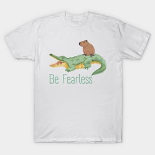 Be Fearless Capybara Riding Alligator Crocodile T-Shirt